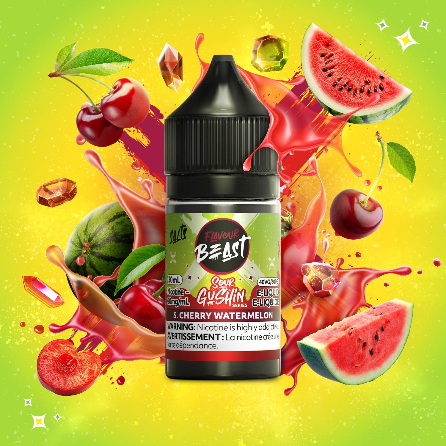 FlavourBeast_EL_SourGushin_JAN2026_COL-FRUIT-RENDER_20mg_S.CherryWatermelon