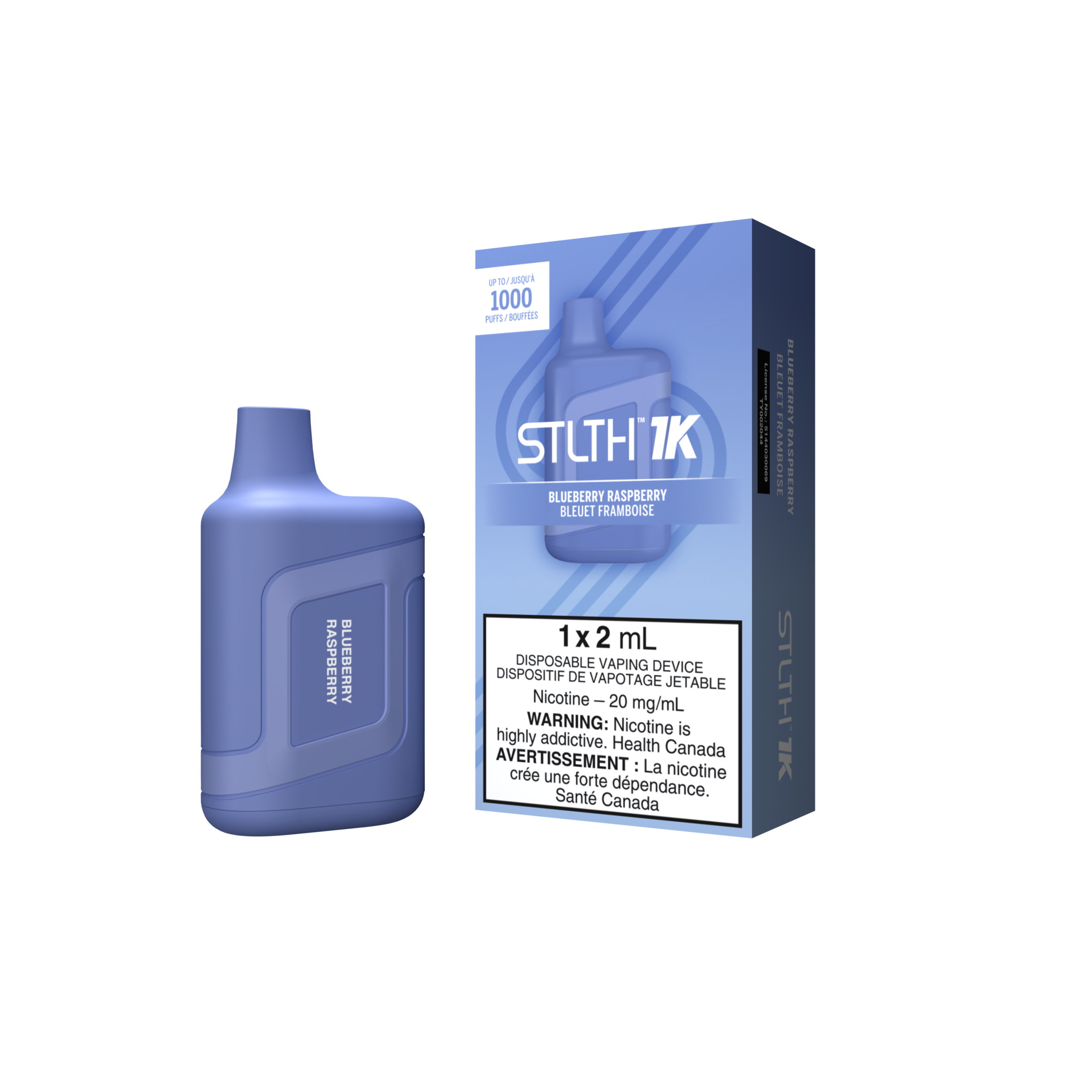 STLTH 1K – DEVICE + KIT PACKAGE – BLUEBERRY RASPBERRY – 20 MG