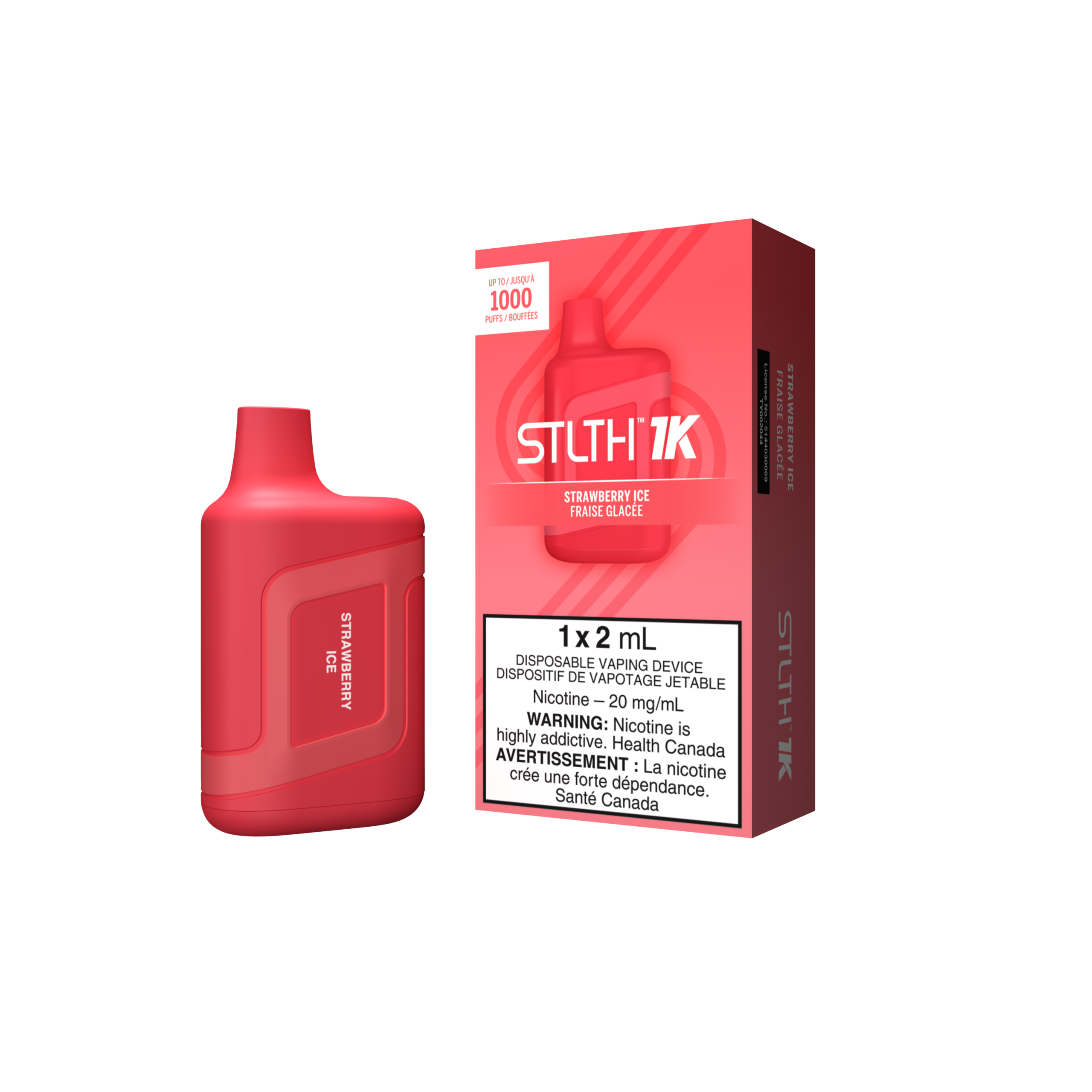 STLTH 1K – DEVICE + KIT PACKAGE – STRAWBERRY ICE – 20 MG